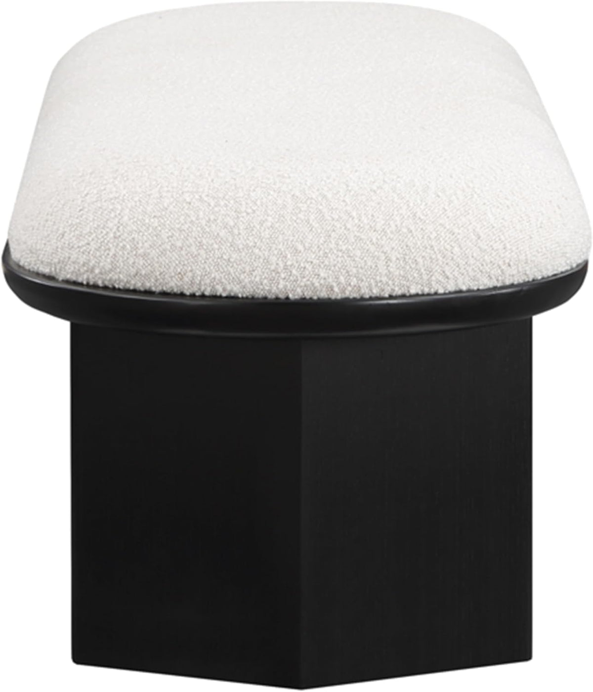 Meridian Furniture 22005Cream Wilshire Collection Art Deco Bench with Luxurious Cream Boucle Fabric and Rich Solid Wood with Black Finish, 57.5" W x 20" D x 18" H, Cream