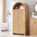 IFGET 71" Tall Arched Kitchen Pantry, Modern Fluted Storage Cabinet,Natural | Wooden Pantry Cabinet with Doors, 3 Adjustable Shelves, 6 Door Shelves, Organizer, Versatile Cupboard for Kitchen, Bathroom