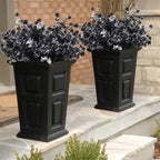 Black Artificial Flowers, Fake Outdoor UV Resistant Plants Faux Plastic Greenery Shrubs Indoor Outside Hanging Planter Home Kitchen Office Wedding, Garden Decor (White+Black)