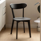 Dining Chairs, Kitchen Chairs, 100% Oak Solid Wood Modern Chair with Curved Backrest Kitchen & Dining Room Chairs Modern Chair for Living Room (Black, 6 Pack)
