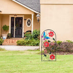 YEAHOME 34inch Decorative Garden Stakes, Outdoor Garden Decor Metal Flower Butterflies Spring Gardening Decor Art Yard Signs, Outdoor Decorations for Patio Outside Yard Lawn