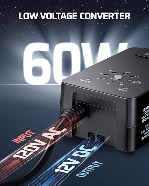 DEWENWILS 60W Low Voltage Transformer with Remote Control, 120V AC to 12V DC, Dusk to Dawn Sensor & Timer, Weatherproof Low Voltage Landscape Transformer for Spotlights, Garden Lights, Pathway Lights