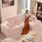 GOSUHI 113" L-Shaped Cloud Couch, Modular Sectional, Deep Seats, Pink | Pocket Spring Cushions, Oversized 3-Seater, Right Facing Chaise, Corduroy Upholstery Couches for Living Room