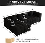 120" Oversized Modular Sectional Couch,Cloud Sectional Sofa with Deep Seat, Modern Modular Couch with 4 Throw Pillows,L-Shaped Chenille Sofa Couches with Left Facing Chaise for Living Room, Black