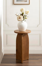 Kate and Laurel Sora Modern Wooden Round Drink Table, 12 x 12 x 22, Rustic Brown, Transitional Wood End Table for Use as Indoor Plant Stand or Living Room Mini Table