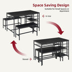 Garvee Dining Table Set for 4, Kitchen Table Set for 4 with 2 Benches, 3 Piece Dining Room Table Set for Small Space Apartment, Black