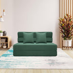 Folding Sofa Bed, Fold Out Couch Memory Foam Sleeper Chair with 2 Pillows | Queen Size Futon Couch Guest Convertible Chair Bed, Comfy Floor Sofa Lounge Washable Cover, Dark Green