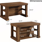 Tribesigns 55-Inch Dining Table for 6, Rectangular Counter Height Dining Table with Storage Shelves, High Top Kitchen Table with Large Tabletop and Stable Wooden Structure, Farmhouse Style, Dark Brown