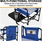 2 Pack Directors Chair with Side Table, Heavy Duty Folding Camping Chair for Adults, Portable Sports Chair with Cup Holder & Side Pocket, Compact Outdoor Chair Supports 400lbs, Blue