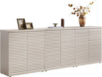 SICOTAS Buffet Cabinet with Storage Accent Sideboard Modern Credenza with Doors & Shelves Fluted Media Console Mid Century Coffee Bar Table for Living Room Kitchen Dining Room Hallway (3PCS)
