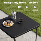 34" Square Folding Table for 4 Person, 330lbs Weight Capacity Foldable Table with HDPE Tabletop & Heavy-Duty Steel Legs, Large Portable Picnic Table for Indoor Outdoor Parties, Camping, Black