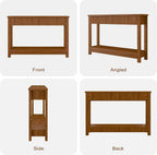 Fluted Entryway Table with 2 Drawers, 47" Console Table for Entryway, Wooden Table with Storage for Living Room, Foyer, Hallway, Office, Brwon