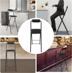29" Tall Folding Bar Stool with Cushioned Pad and Backrest, Portable Bar Stool, Tall Folding Chairs, 275lbs Load Capacity, for Kitchen, Living Room, Garden, Camping, Black