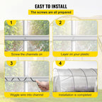 VEVOR Greenhouse Spring Wire and Lock Channel 30 Packs, 6.56 ft PE Coated Aluminum Alloy Bundle Kit, Plastic Poly Film or Shade Cloth Attachment w/Screws, Silver