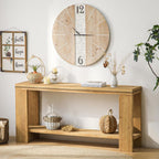 Console Sofa Table with Storage, 63" Long Wood Console Table with Beaded Trim and Storage Shelf, 2-Tier Narrow Entryway Table for Hallway, Foyer, or Behind Couch Living Room