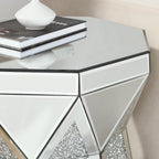 Mirrored End Tables with Polygonal Shaped,Mirrored Sofa Bedside Table Accent Table,Smooth Mirror Finish for Bedroom,Living Room
