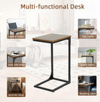 C Shaped End Tables Set of 2,Sofa Table with Metal Frame,Couch Tables with Adjustable Feet,Modern C-Design Small Side Table for Small Space, Side Tables for Living Room, Bedroom