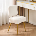 Small Vanity Chair with Storage & Folding Backrest, White | Sherpa Vanity Chair with 8L Hidden Storage and Folding Backrest. Measures 15"D x 13"W x 17"H; Holds Up to 300 lbs