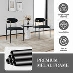 Baysitone Dining Chairs Set of 4 Mid-Century Modern Upholstered Boucle Dining Room Chairs Open Back Curved Backrest Black Metal Legs Gold Armchairs for Kitchen Living Room, Black(Only Chairs)