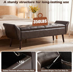 ZZW Storage Ottoman Bench 64’’Length 65L Faux Leather End of King Bed Bench