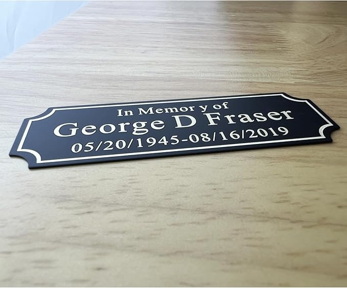 3" W x 1" H Personalized Custom Engraved Brushed Gold Solid Brass Plate Frame Name Label Art Tag With Frame