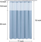 N&Y HOME Waffle Weave Shower Curtain with Snap-in Fabric Liner & Hooks Set - Hotel Style, Waterproof & Washable, Heavyweight Fabric & Mesh Top Window - 71x72, Blue