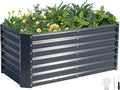4x2x1.86ft Raised Garden Bed - Galvanized Deep Root Planter Boxes Outdoor with Wing Nuts and Safety Edges for Gardening Vegetables, Flowers, Herbs, Succulents - Gray