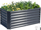 4x2x1.86ft Raised Garden Bed - Galvanized Deep Root Planter Boxes Outdoor with Wing Nuts and Safety Edges for Gardening Vegetables, Flowers, Herbs, Succulents - Gray