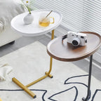 C-Shaped End Table, Small Side Table for Couch, Sofa Table with Metal Frame TV Tray Table for Living Room, Bedroom, Bedside, White, 2-Pieces