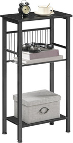 HOOBRO 15.7" Narrow Console Table for Small Space, 3 Tier Entryway Table with Adjustable Shelf, Behind Couch Table, Sofa Table, for Entryway, Hallway, Living Room, Black BB41XG01