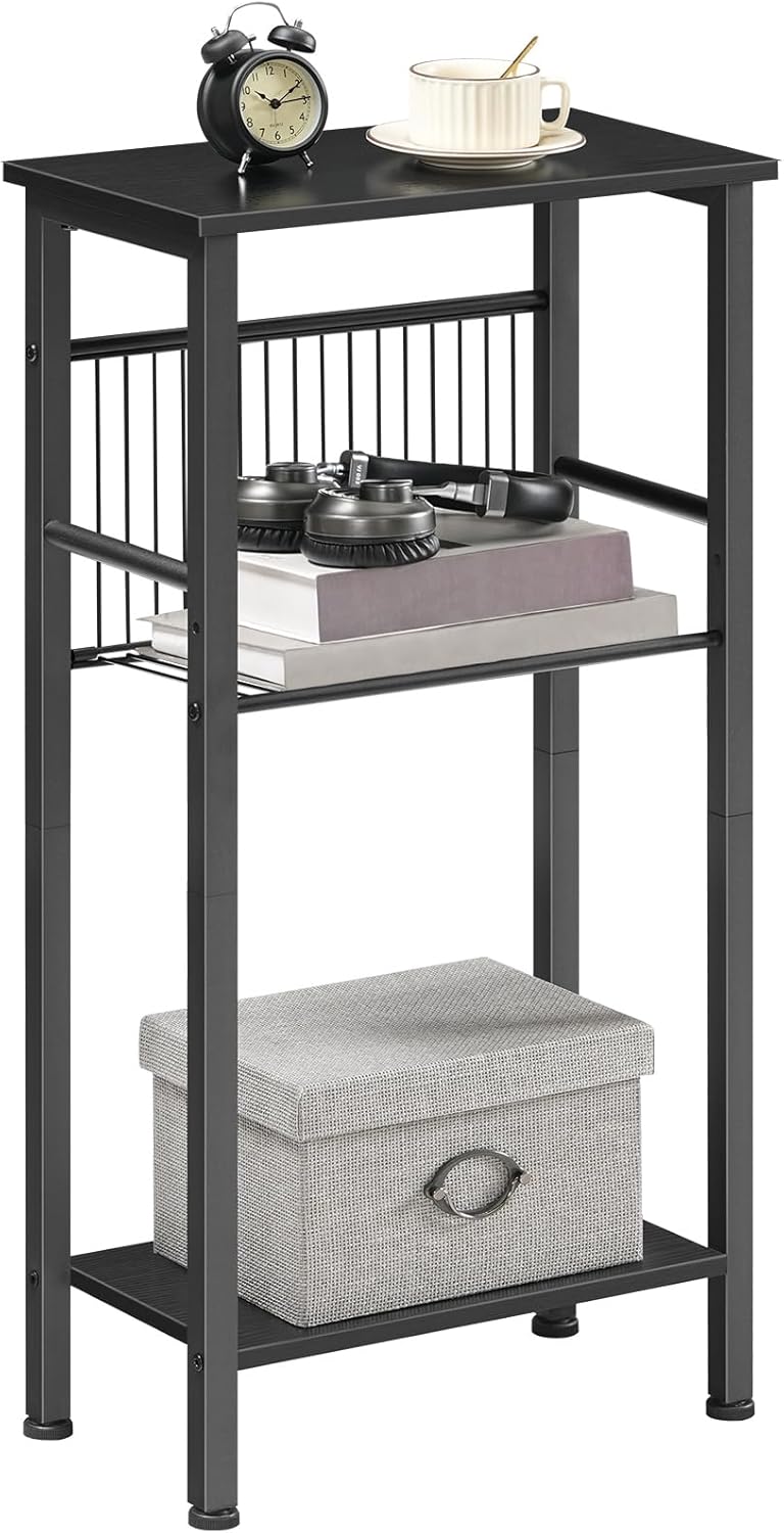HOOBRO 15.7" Narrow Console Table for Small Space, 3 Tier Entryway Table with Adjustable Shelf, Behind Couch Table, Sofa Table, for Entryway, Hallway, Living Room, Black BB41XG01