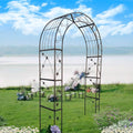 Metal Garden Arch, Garden Arch Trellis for Climbing Plants Outdoor, Garden Arbor for Weddings Party Events Decoration, 58" L X 19" W X 98.4" H, Black