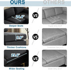 VINGLI 110" Modern Sectional Couch with 51" D Double Chaise, Black Deep Seat U Shaped Couch with Removable Pillows & Metal Legs, Comfy 4-Seat Sofas for Living Room, Linen Fabric