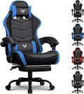GTPLAYER Gaming Chair with Footrest, Video Game Chairs Racing Style PC Game Chairs 350lbs for Adults - Padded High Back Ergonomic Reclining Silla Gamer, Linkage Armrest, Blue
