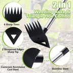 Weed Puller Tool with Long Handle, Hoe Garden Tool Weeding Rake Combo for Uprooting, Garden Hoe, Weed Remover Manual Hand Weeder for Yard Flower Bed