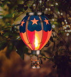 Regal Art & Gift Hot Air Balloon Solar Lantern – Hanging Solar-Powered LED Lights, Waterproof Portable Decorative Outdoor Lamp Made of Metal & Glass for Garden, Patios & Pathway – Americana (Small)