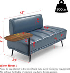 Aoowow PU Leather Ottoman Bench for Living Room,55" Channel Tufetd Small Loveseat Sofa Couch with Adjustable Wooden Stand,Modern Bedroom Benches for Bed End,Entryway,Window.