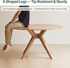 YESWOOD 43.3’’ Solid Wood Round Dining Table for 4, Oak Rustic Kitchen Table with Intersecting Pedestal Base, Farmhouse Circle Dinner Table for Dining Room, Living Room, Office, Natural