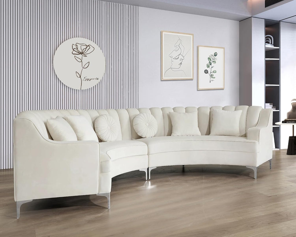 Legend Vansen Semicircle Modular Curved Velvet Sectional Sofa,141.34”Oversized Arc Sofa,Modern Cloud-Like Deep Seat Couch for Living Room Apartment Office Conference Space (2, Cream)