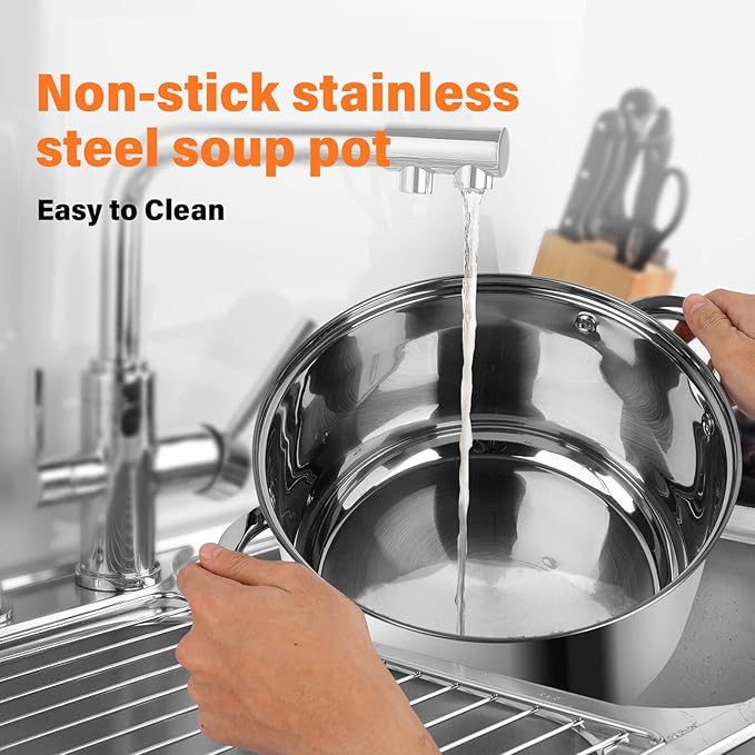 Stainless Steel Stock pot-10 Quart pot-Stockpots with Lid -Soup Pot-Induction Pot-Cookware-Cooking Pot-crock pot