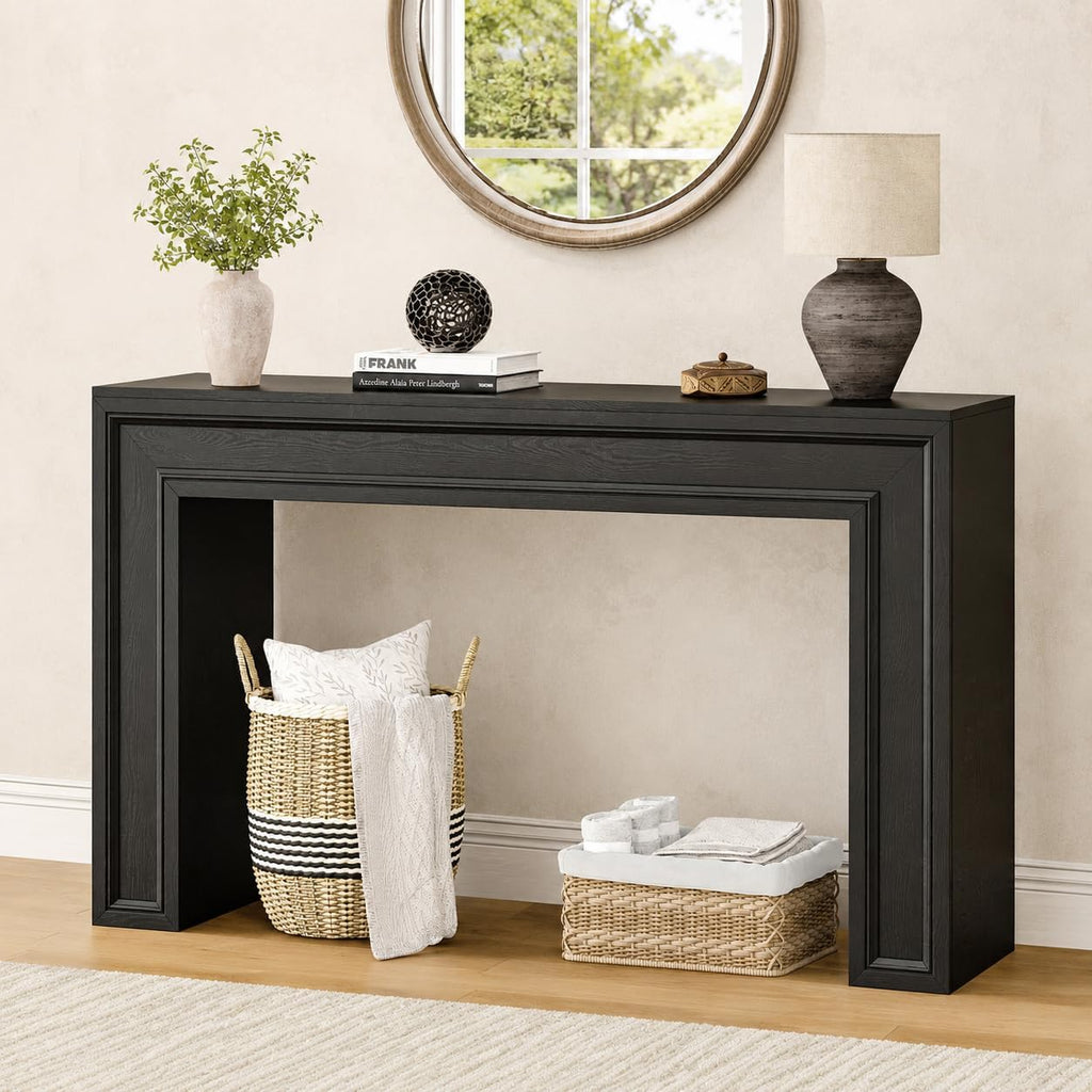 Rresyet 55 Inch Long Console Table, Sofa Table Behind Couch, Entryway Table, Farmhouse Entryway Table for Entrance, Hallway, Living Room (Black)