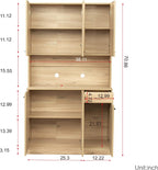 71" Tall Kitchen Pantry Cabinet,Sideboard Buffet Cabinet with 6 Doors and Shelves,Kitchen Island with Microwave Stand,Kitchen Hutch Storage Cabinet with 1 Drawer for Kitchen,Kitchen Cabinet (Oak)