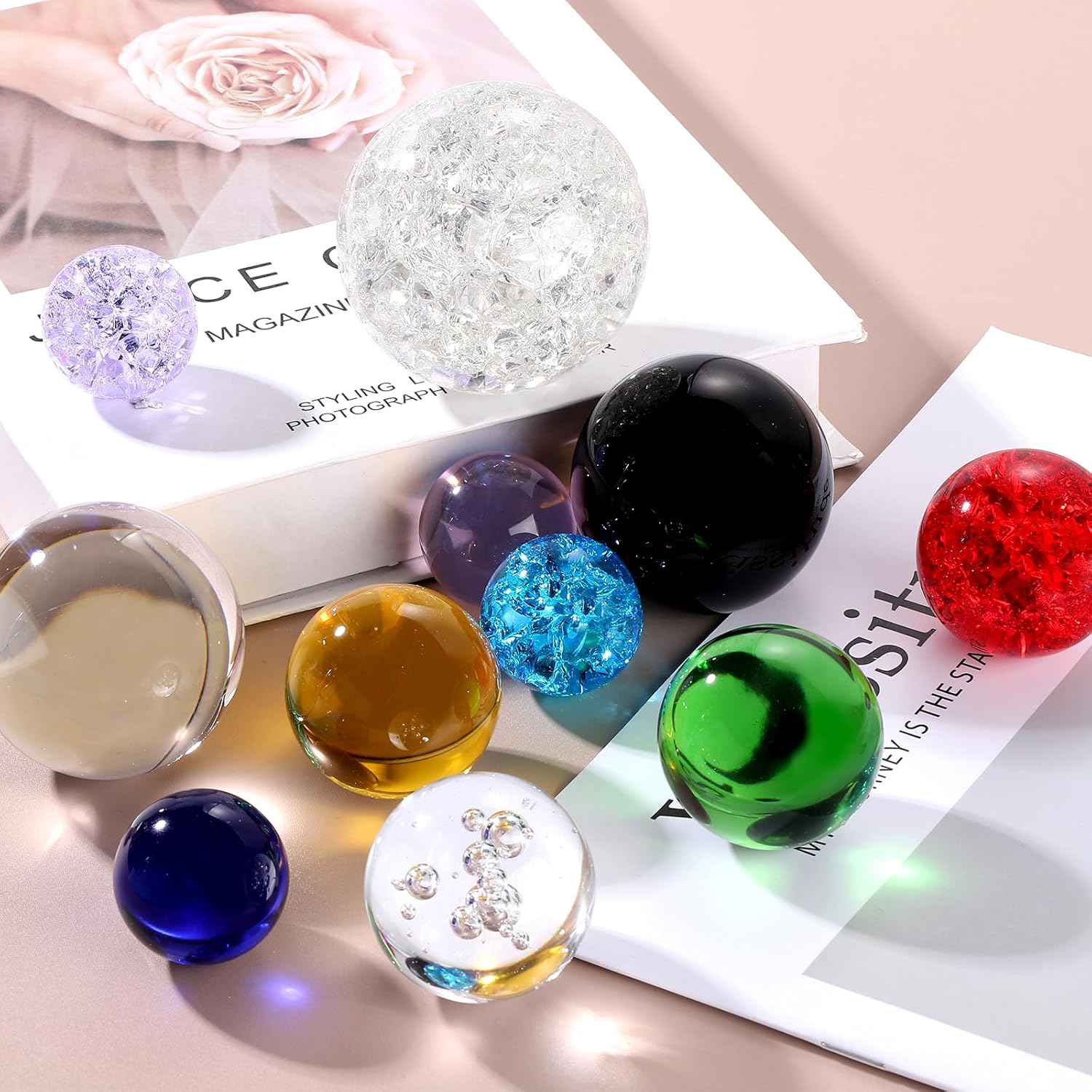 uxcell 80mm/3.1" Crystal Sphere Ball Glass Solid Decorative Sphere Crystal Ball Prop Ornament for Feng Shui Divination Fortune Telling Tabletop Fountain Decoration, Clear