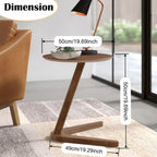 YUNMUAIR-C-Shaped Solid Wood End Table,Small Round Side Table for Couch,Space-Saving Sofa Table Slide Under Couch for TV Dinner, Laptop Side Over Wood Table for Living Room Bedroom
