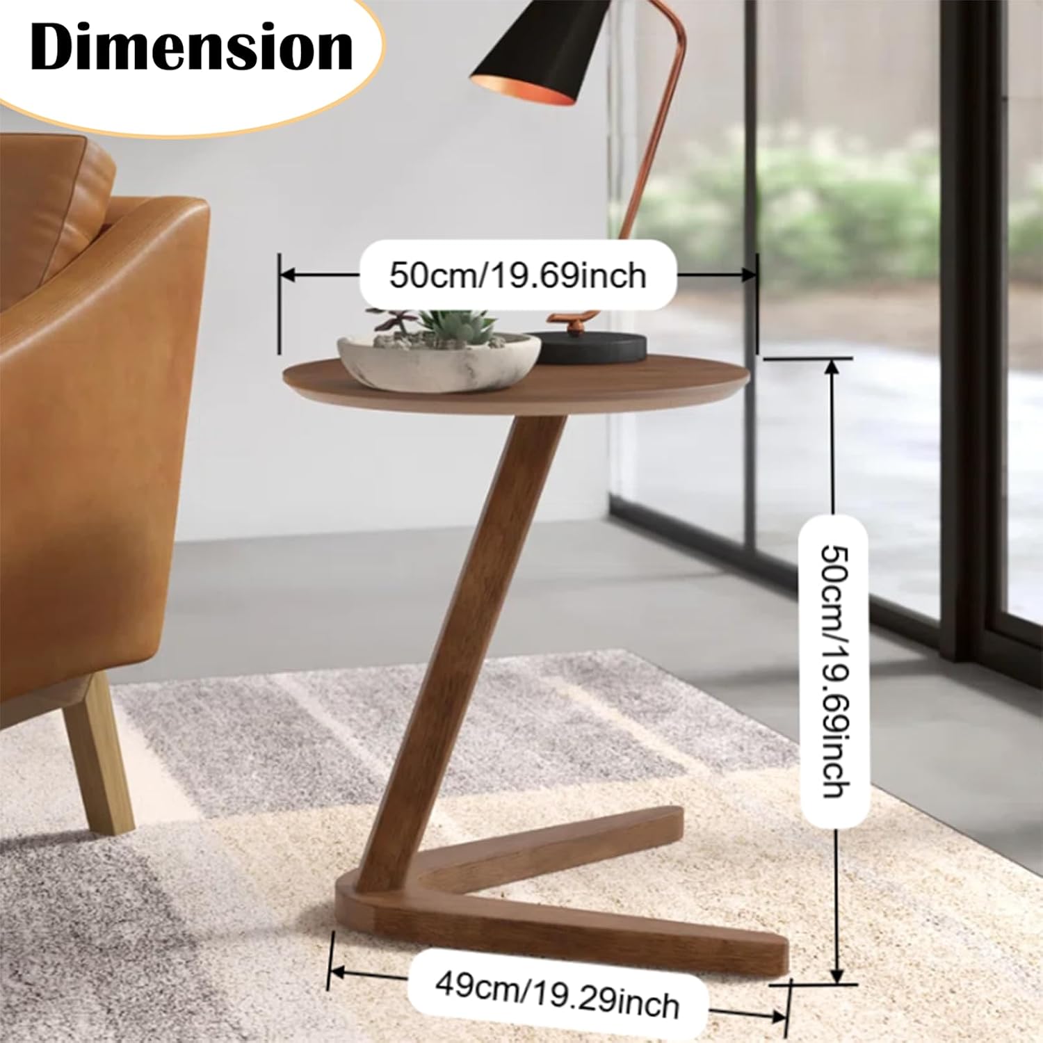 YUNMUAIR-C-Shaped Solid Wood End Table,Small Round Side Table for Couch,Space-Saving Sofa Table Slide Under Couch for TV Dinner, Laptop Side Over Wood Table for Living Room Bedroom