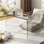 C-Shaped Acrylic End Table, Clear Side Table, Minimalist Rectangle Coffee Table, Small Nightstand for Living Room(Brown,60cm/23.6in)