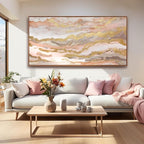 Abstract Pink Canvas Wall Art Framed Gold Abstract Line Artwork for Living Room Decor Canvas Art Bedroom Pictures Office Decoration for Wall 30x60in