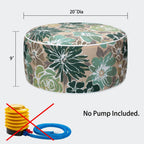 Magpie Fabrics Inflatable Stool Ottoman Pouf D20 xH9, Outdoor Round Footrest Footstool, Portable for Patio Garden Travel Camping - Green Floral