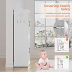 White Steel Kitchen Pantry Storage Cabinet with Barn Doors and Adjustable Shelves, Metal Farmhouse Cabinets for Living Room, Bathroom, Heavy Duty Rustic Pantry