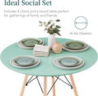 Best Choice Products 5-Piece Dining Set, Compact Mid-Century Modern Table & Chair Set for Home, Apartment w/ 4 Chairs, Plastic Seats, Wooden Legs, Metal Frame - Light Green/Oak